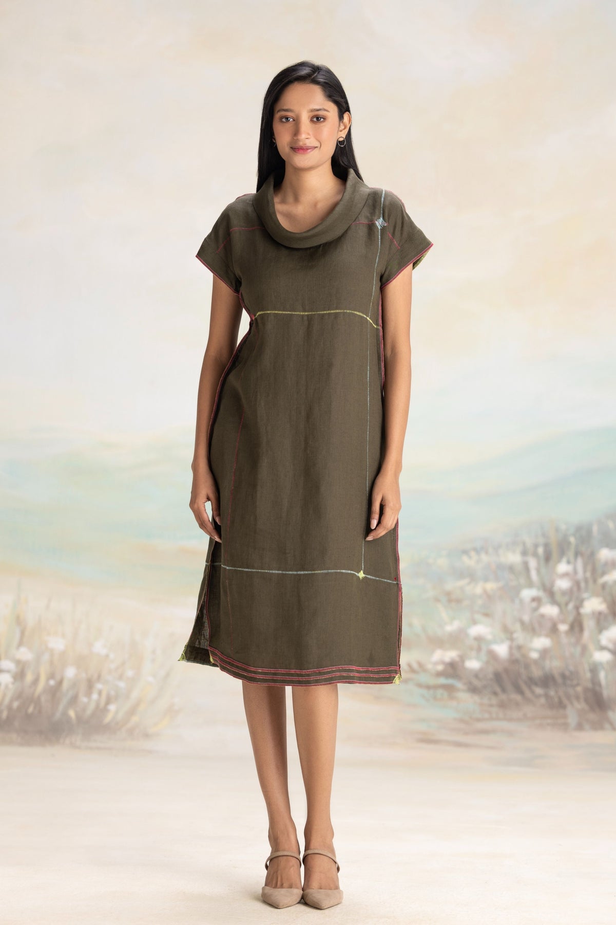 Over Lock Avocado Dress