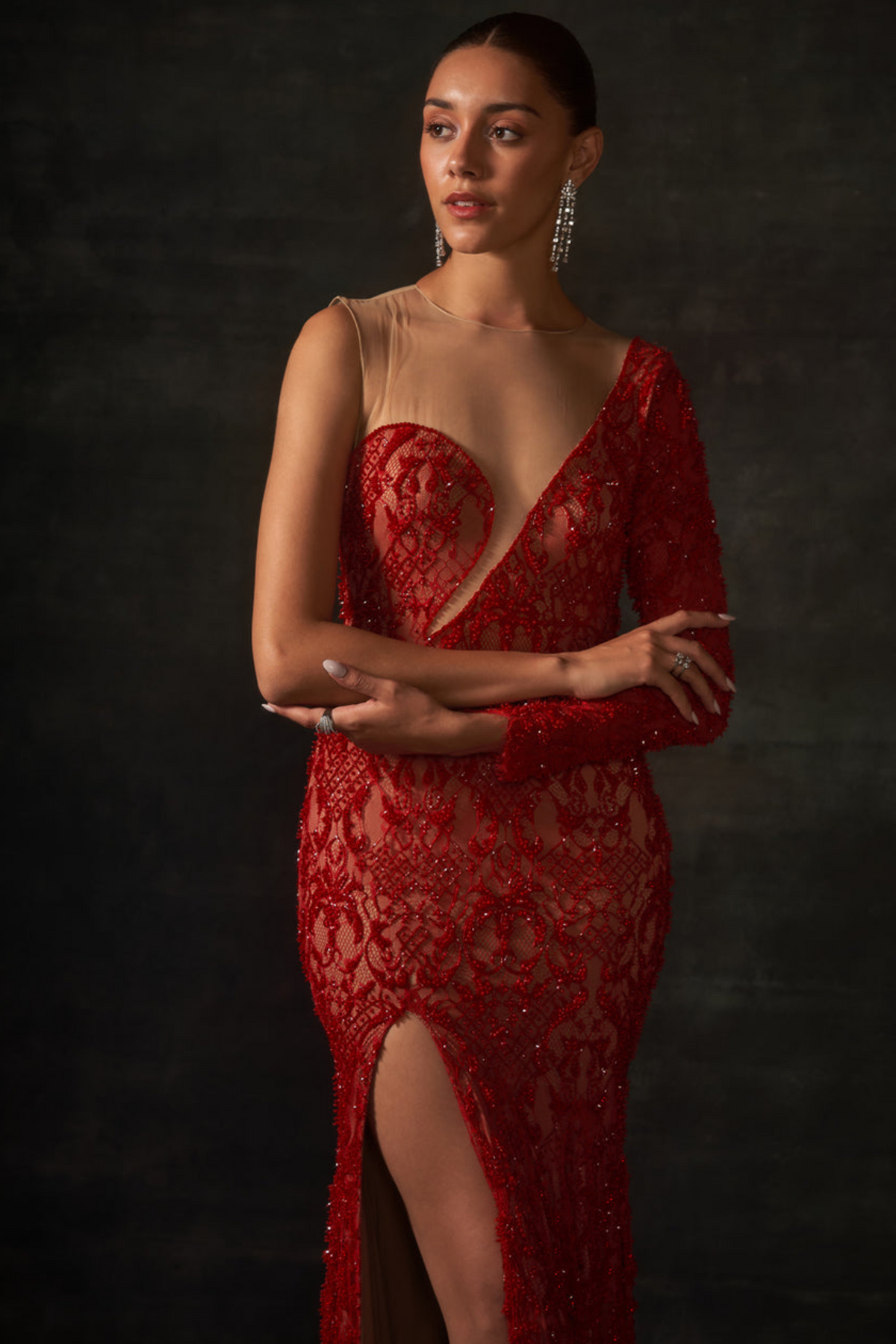 Red One Shoulder Gown