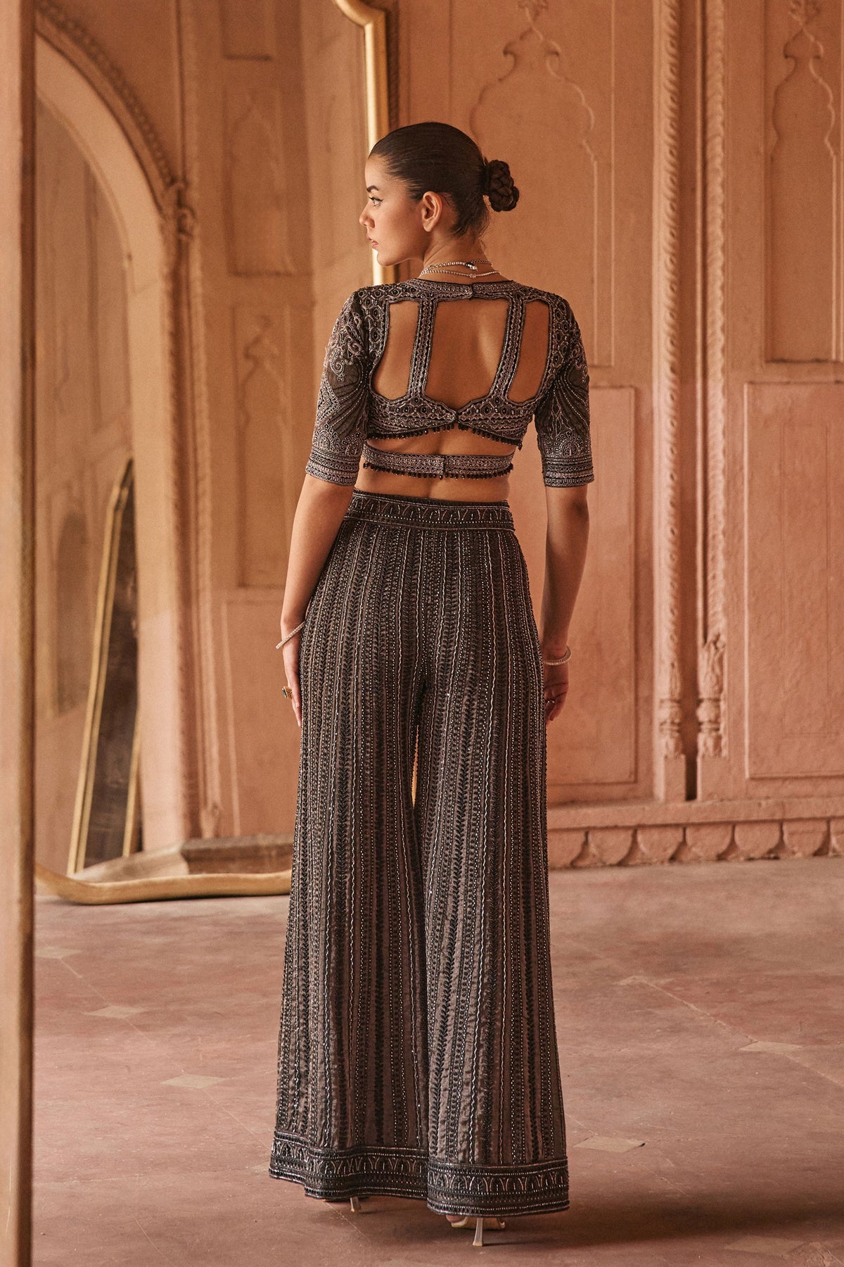 Elegant Black Floral Sharara Set
