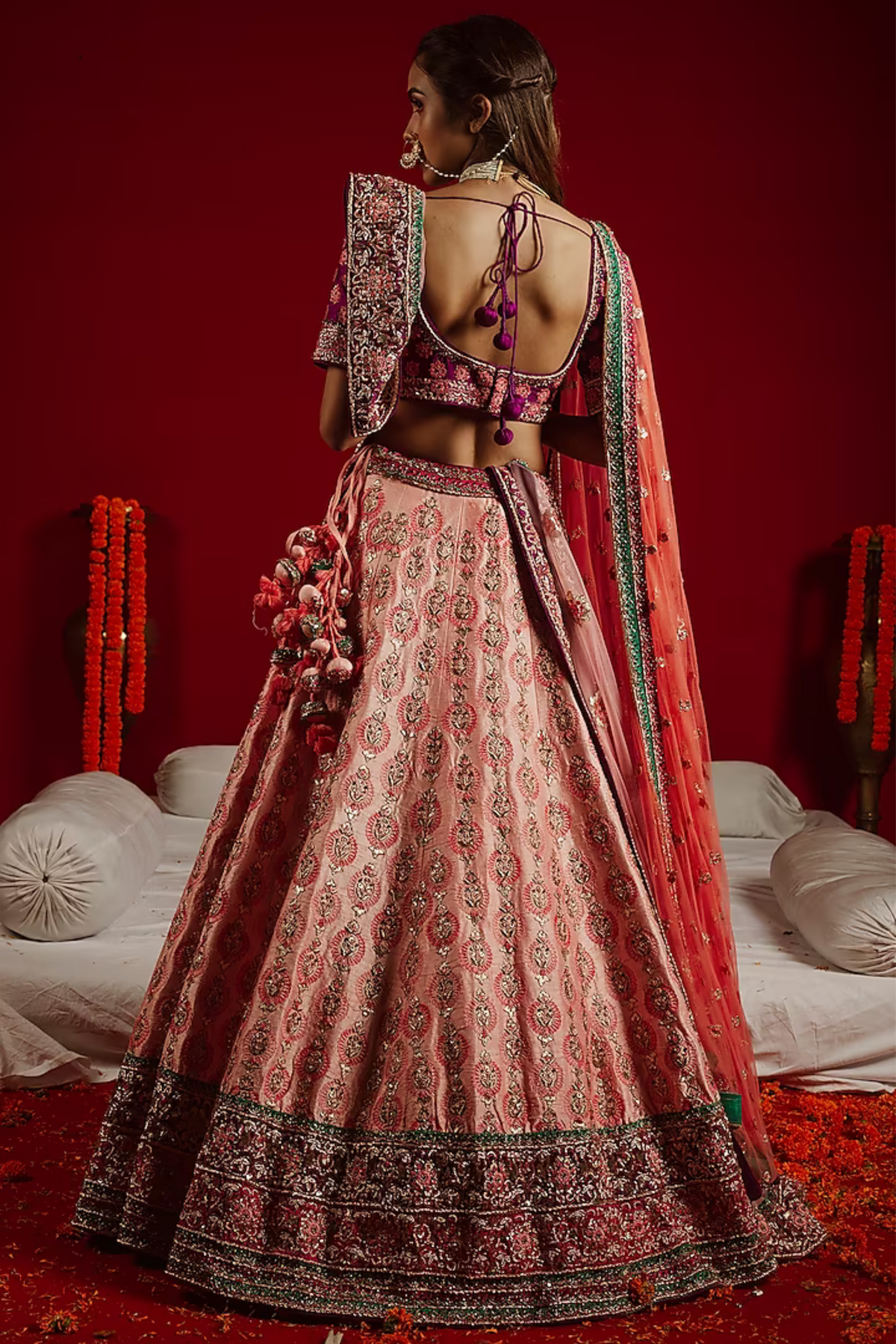 Pink Rajwadi Style Lehenga Set