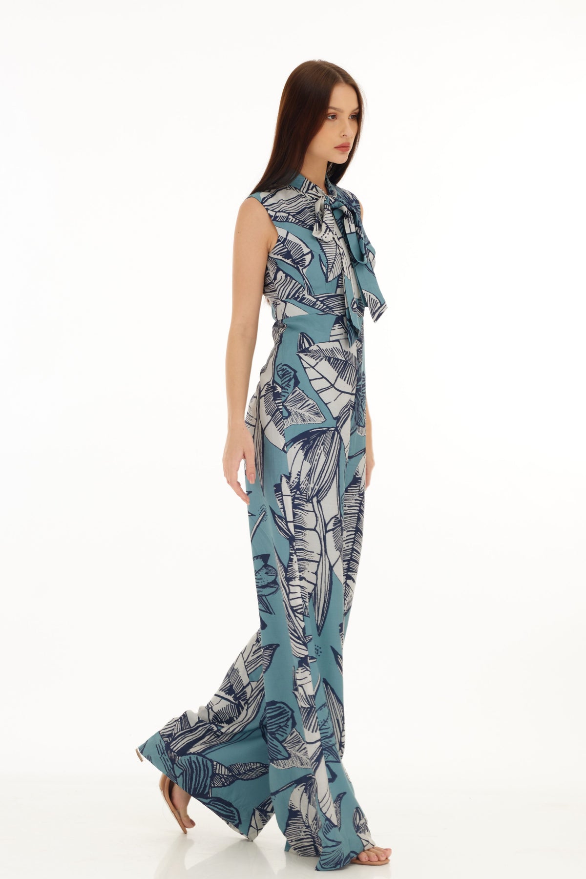 Blue and White Floral Jumpsuit