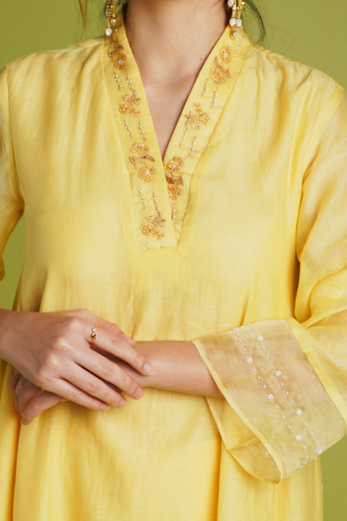 Flared Yellow Kurta Set
