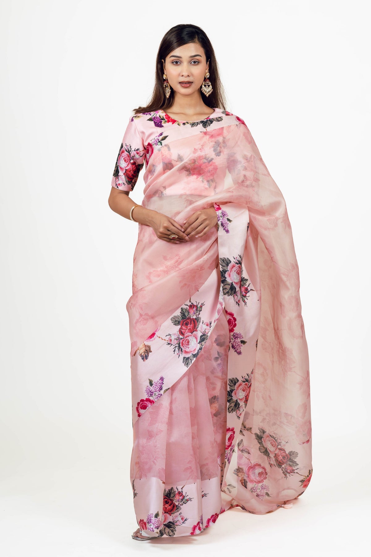 Nila Pink Organza Saree