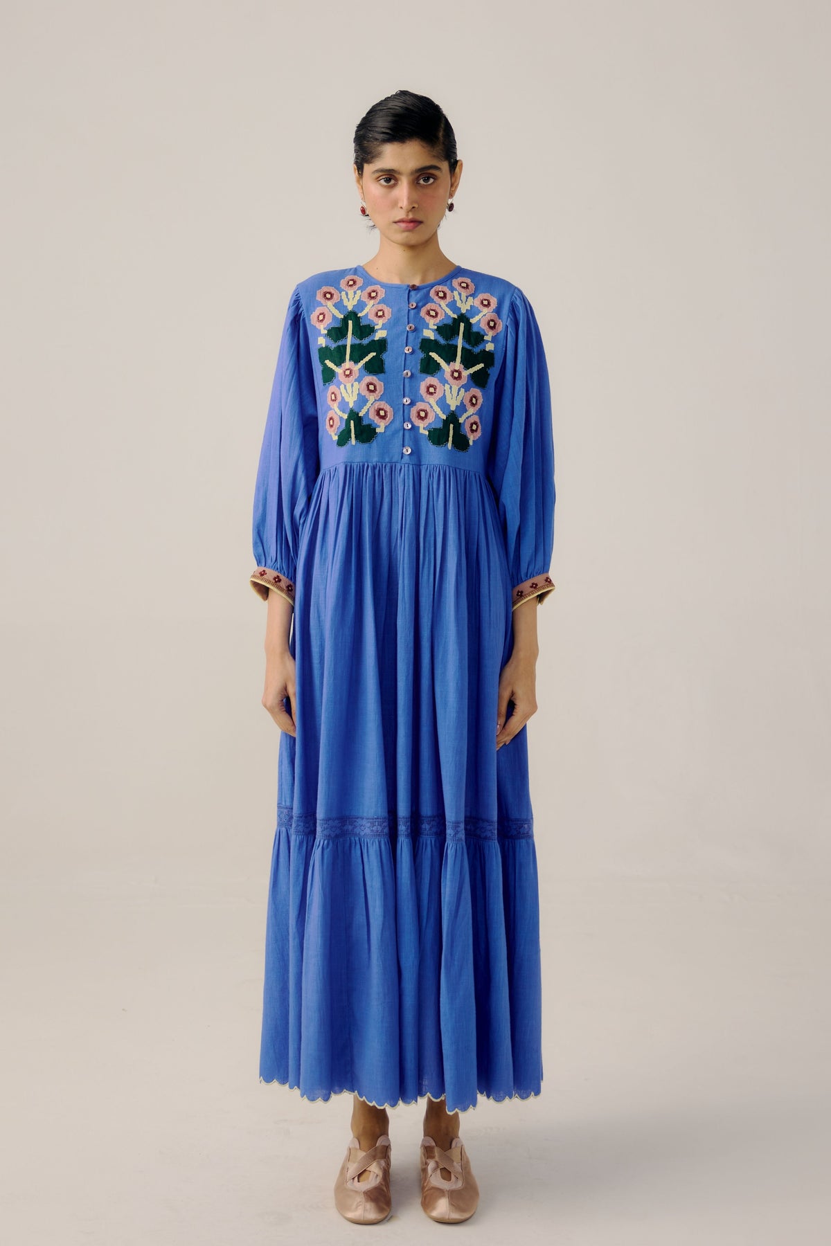 Electric Blue Peasant Dress