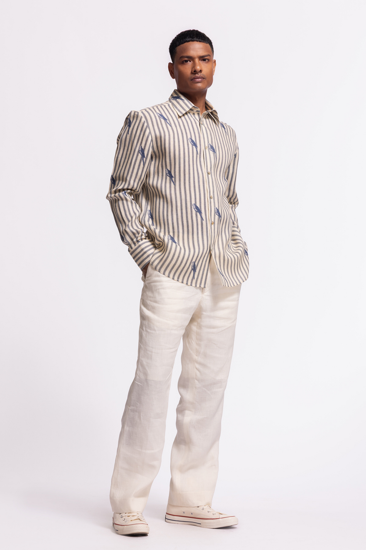 Ivory Bird Print Shirt
