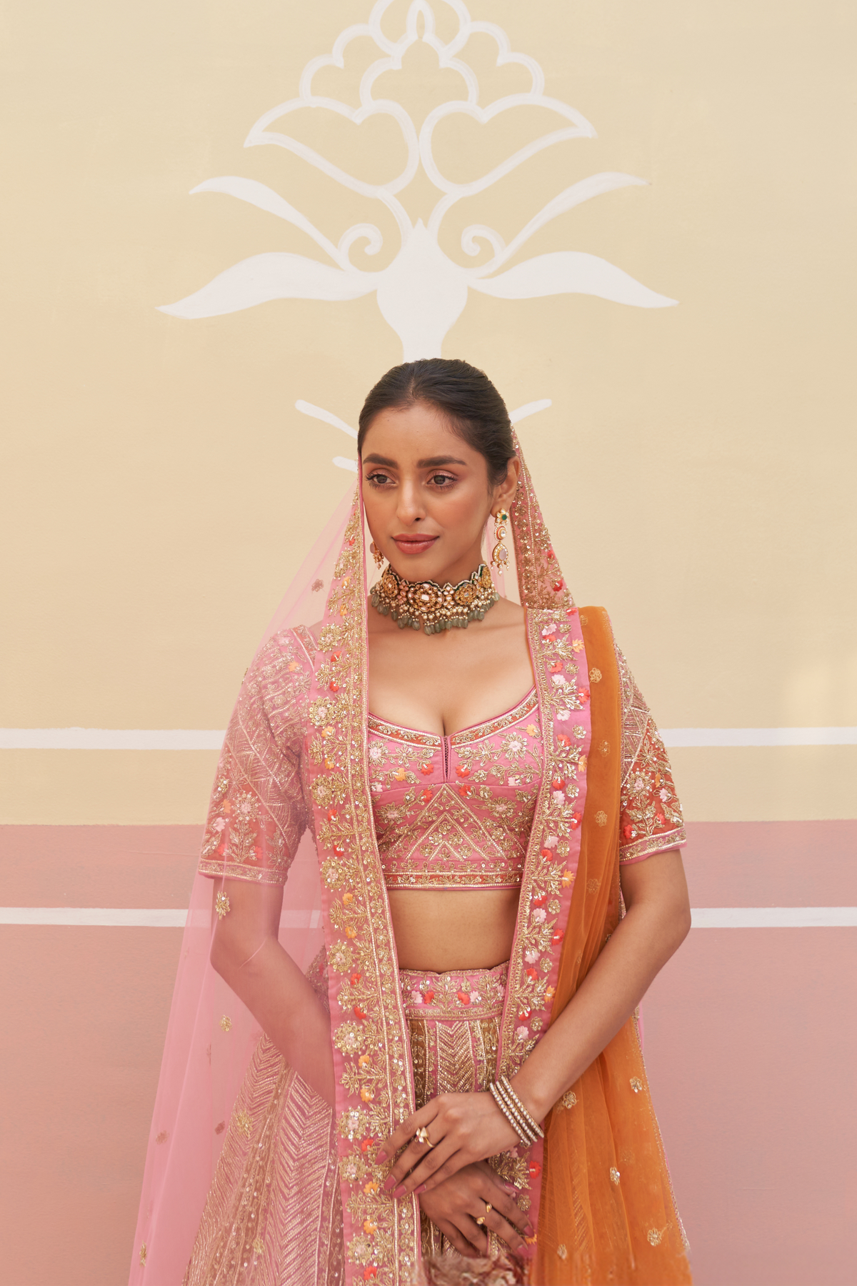 Pink Organza Lehenga Set