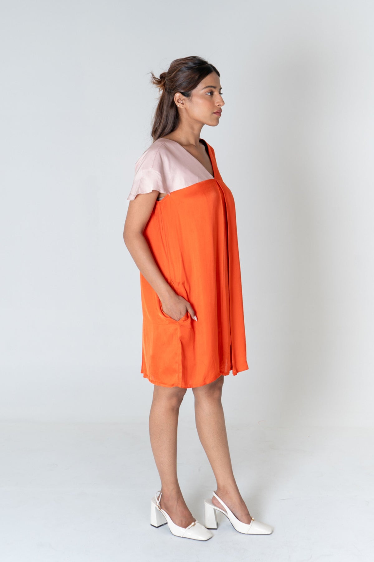Orange-pink Short Dress