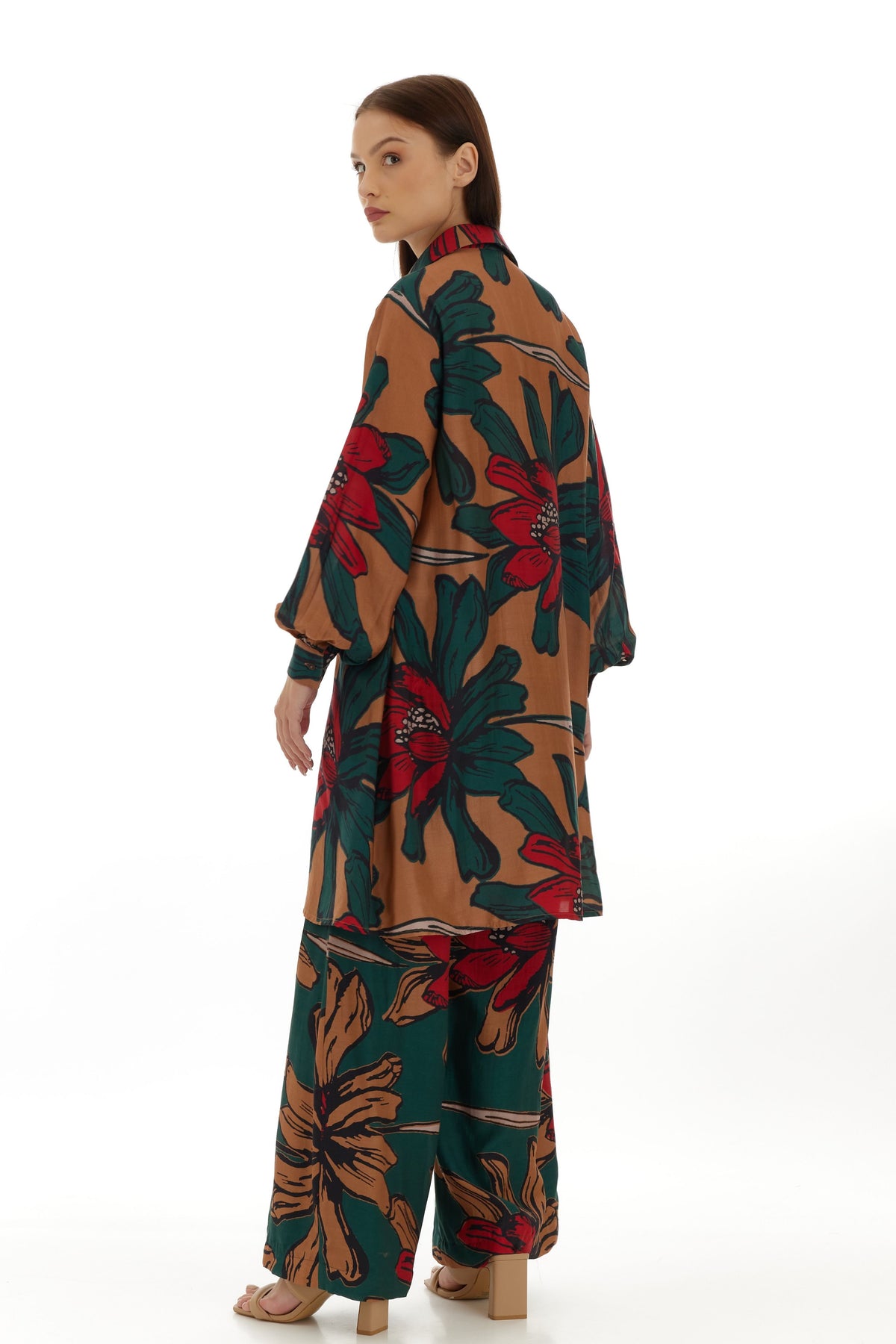 Green and Beige Floral Pants