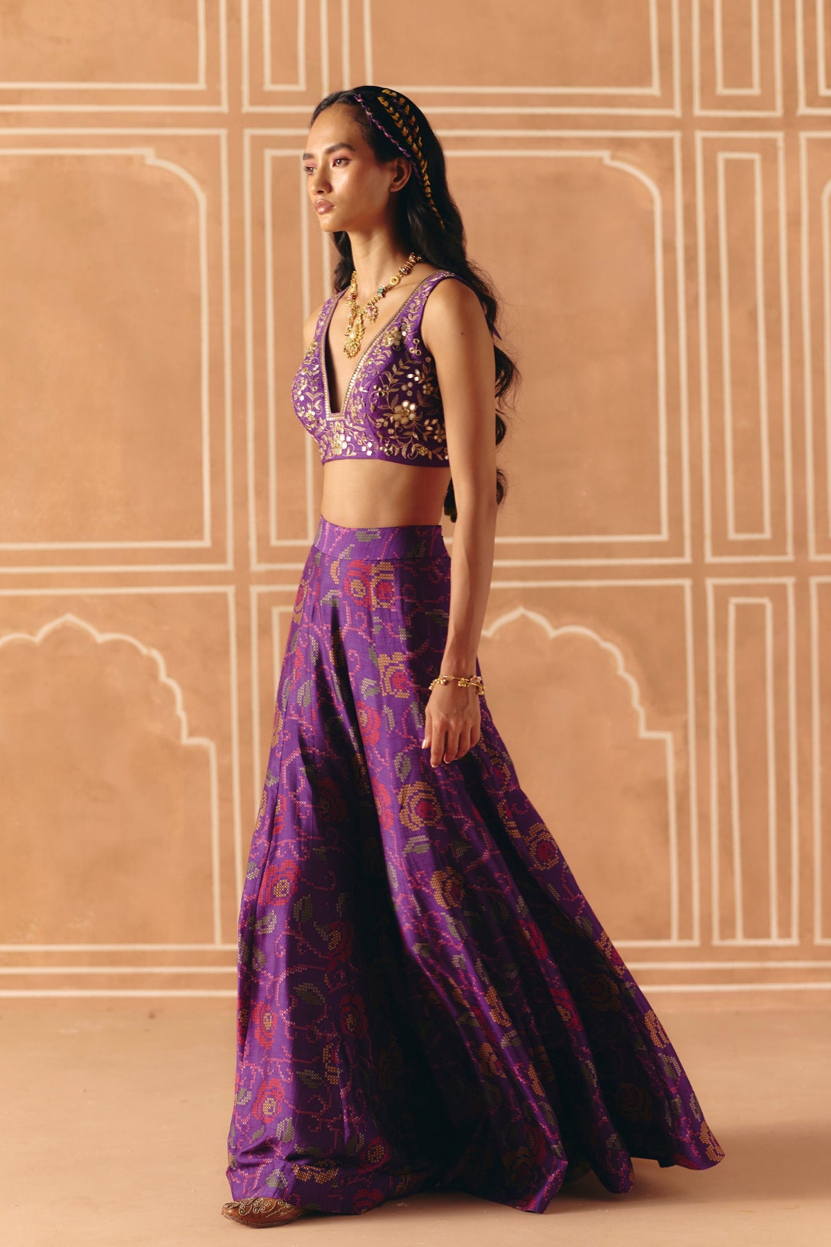 Imperial Violet Sharara Set