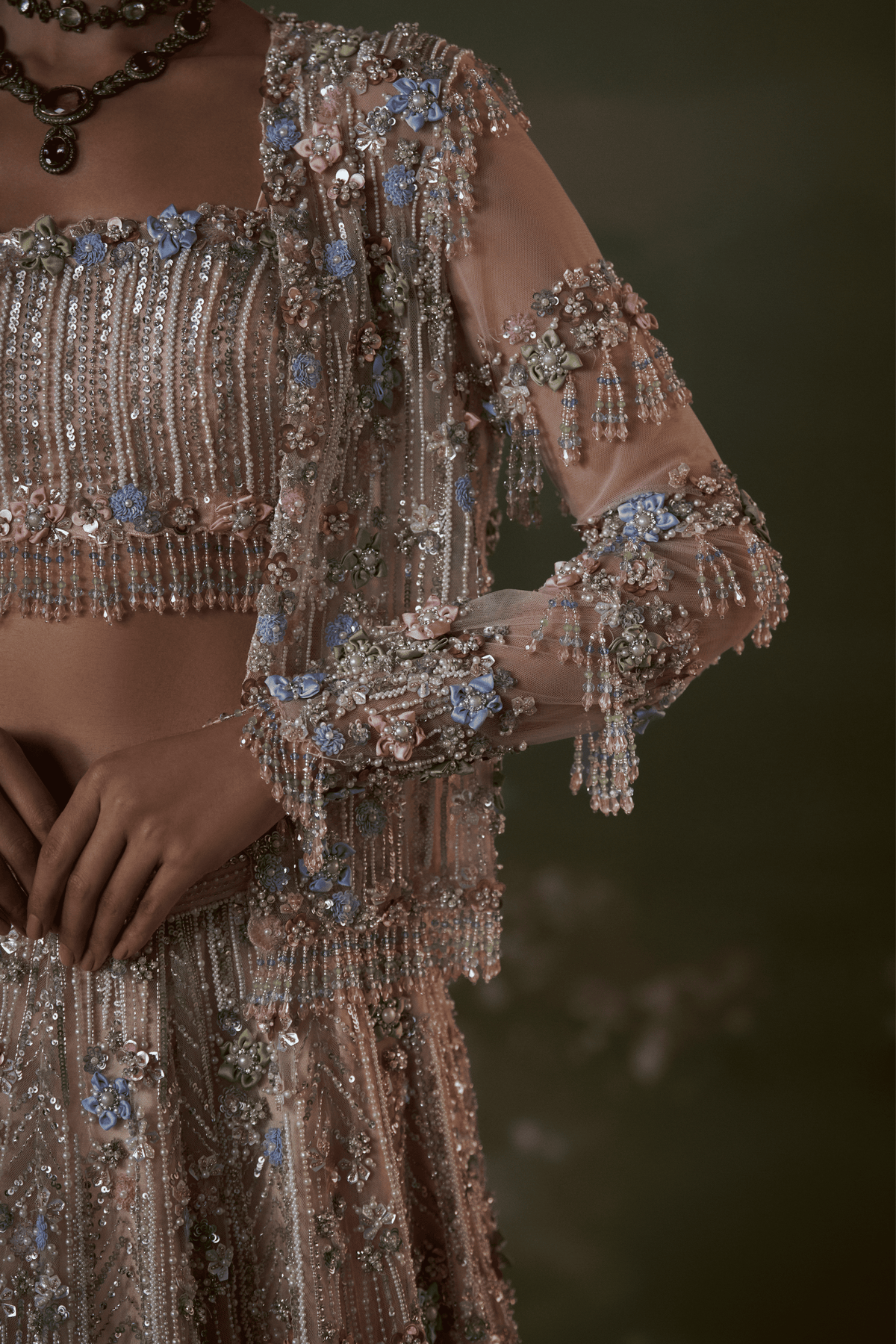 Peach Multicolored Lehenga Set