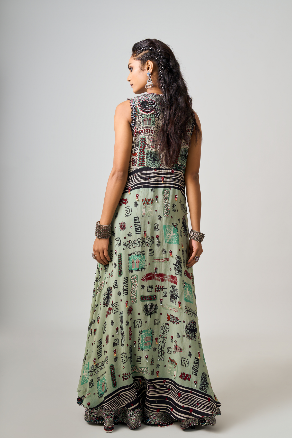 Embroidered Asymmetric Sharara Set
