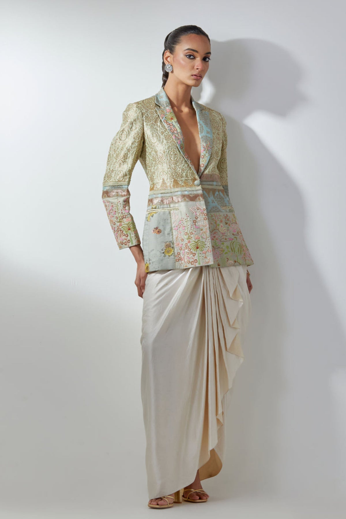 Aqua Embroidery Blazer