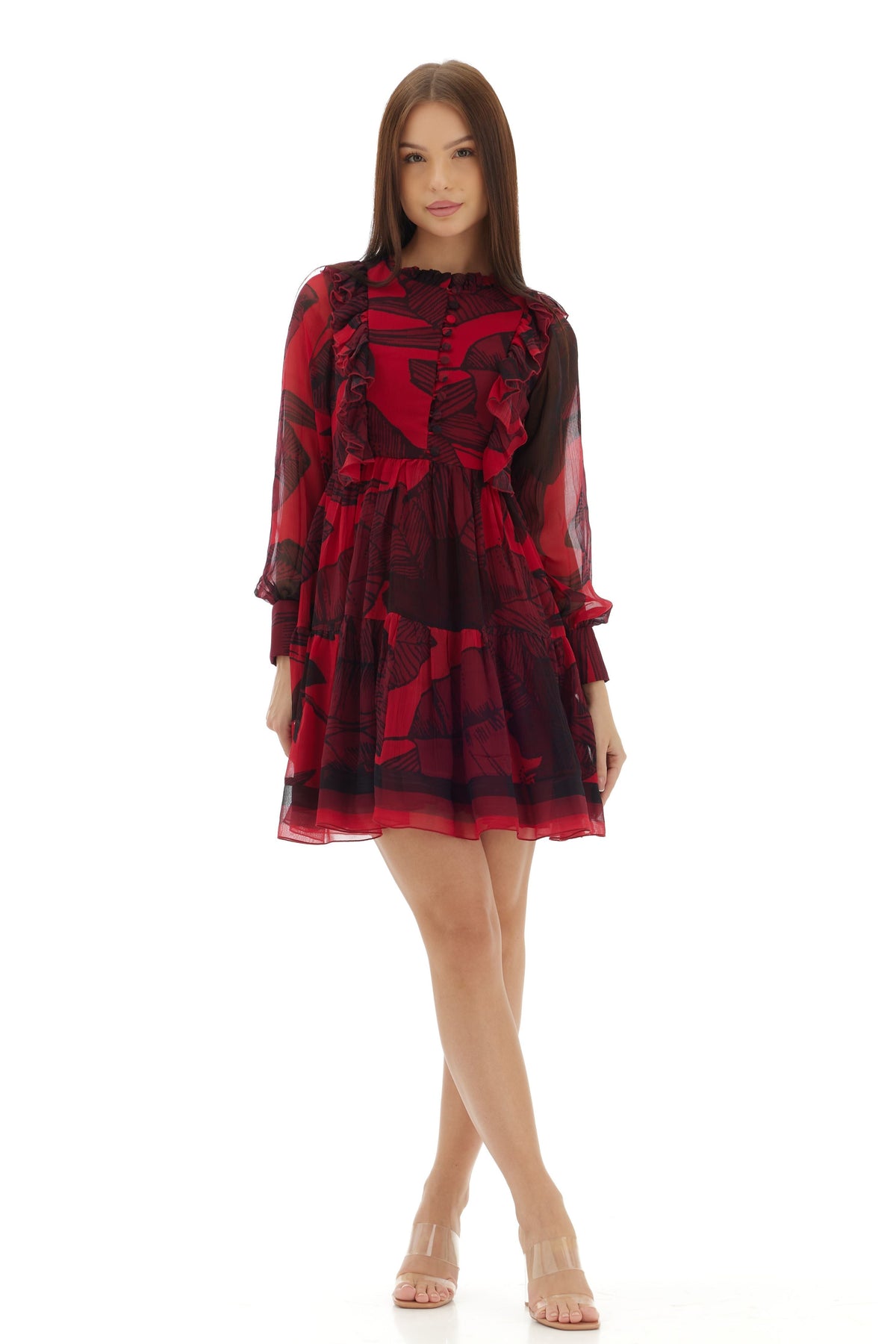 Hot Pink Floral Short Dress