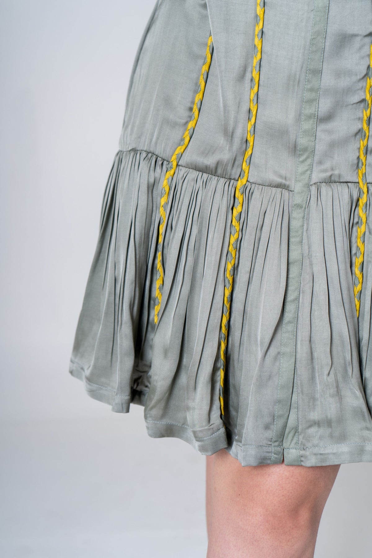 Green-yellow Short Gather Dress