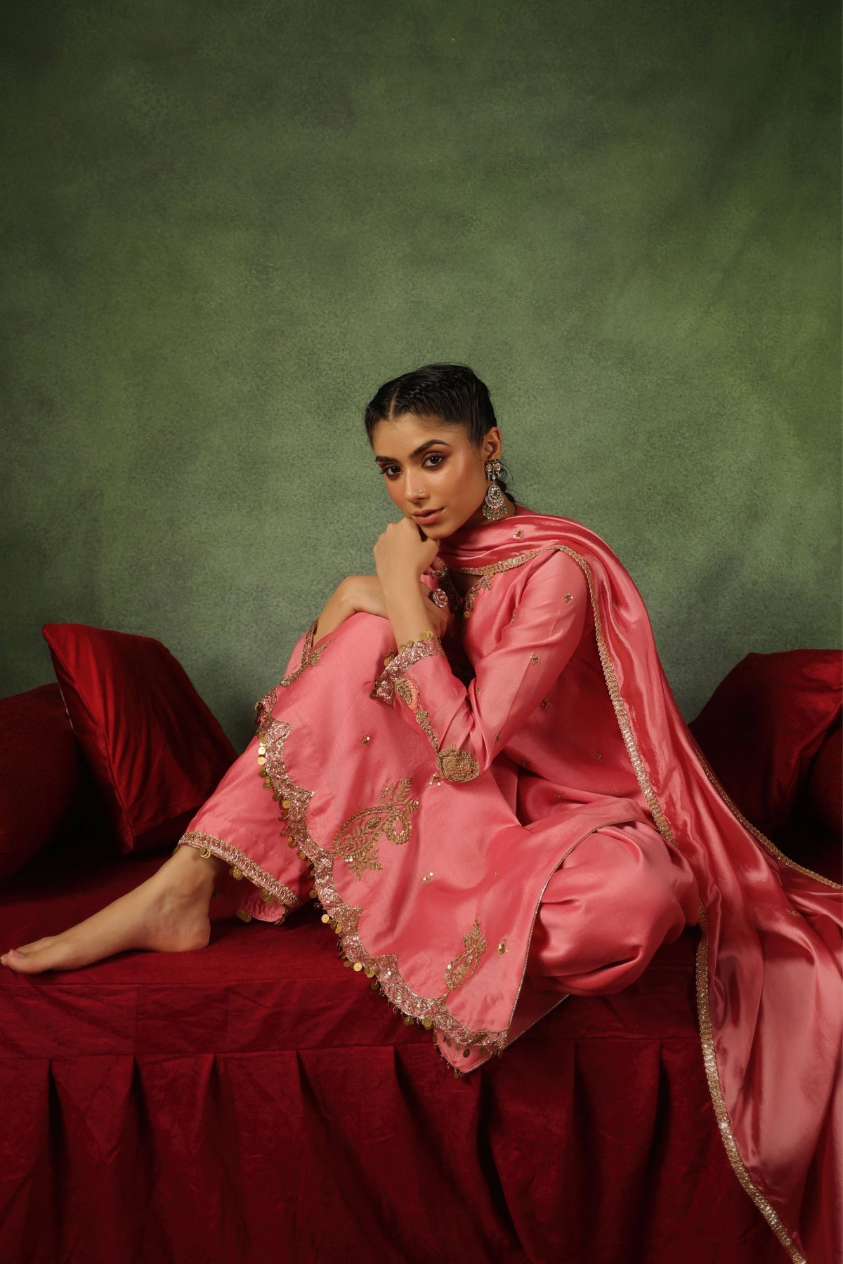 Pink Ambi Buta Kurta Set