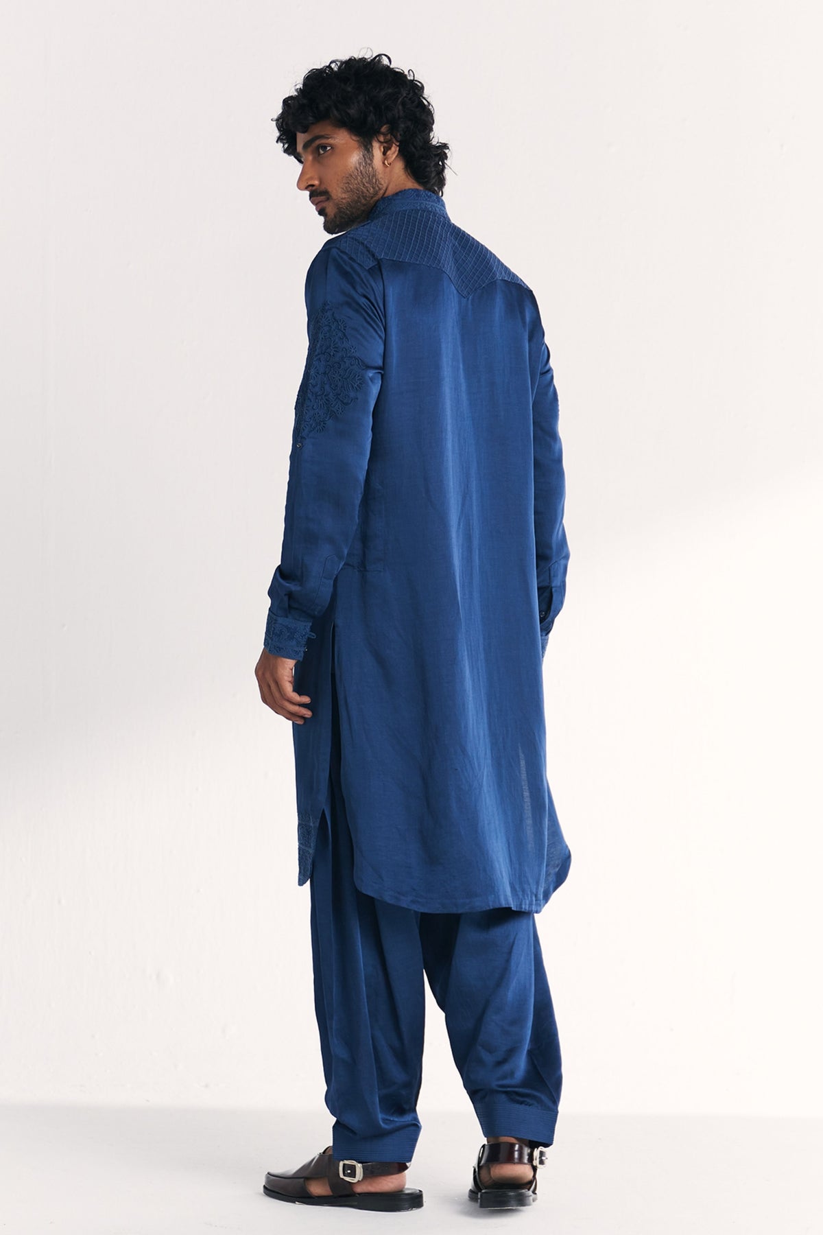 Jalal Blue Pathani Kurta Set