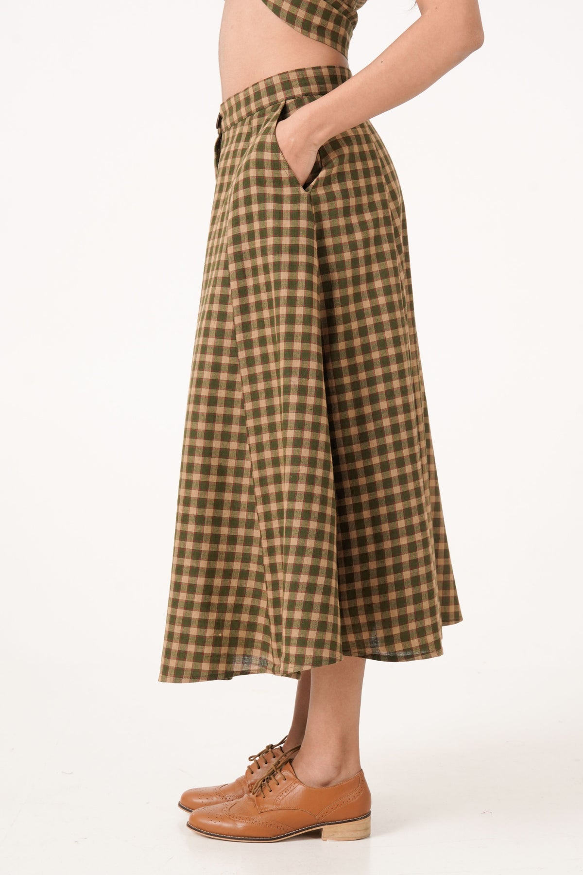 Check Olive Green Co-ord Set