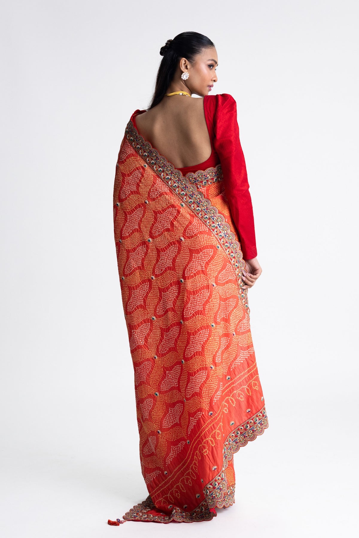 Orange Zardozi Saree
