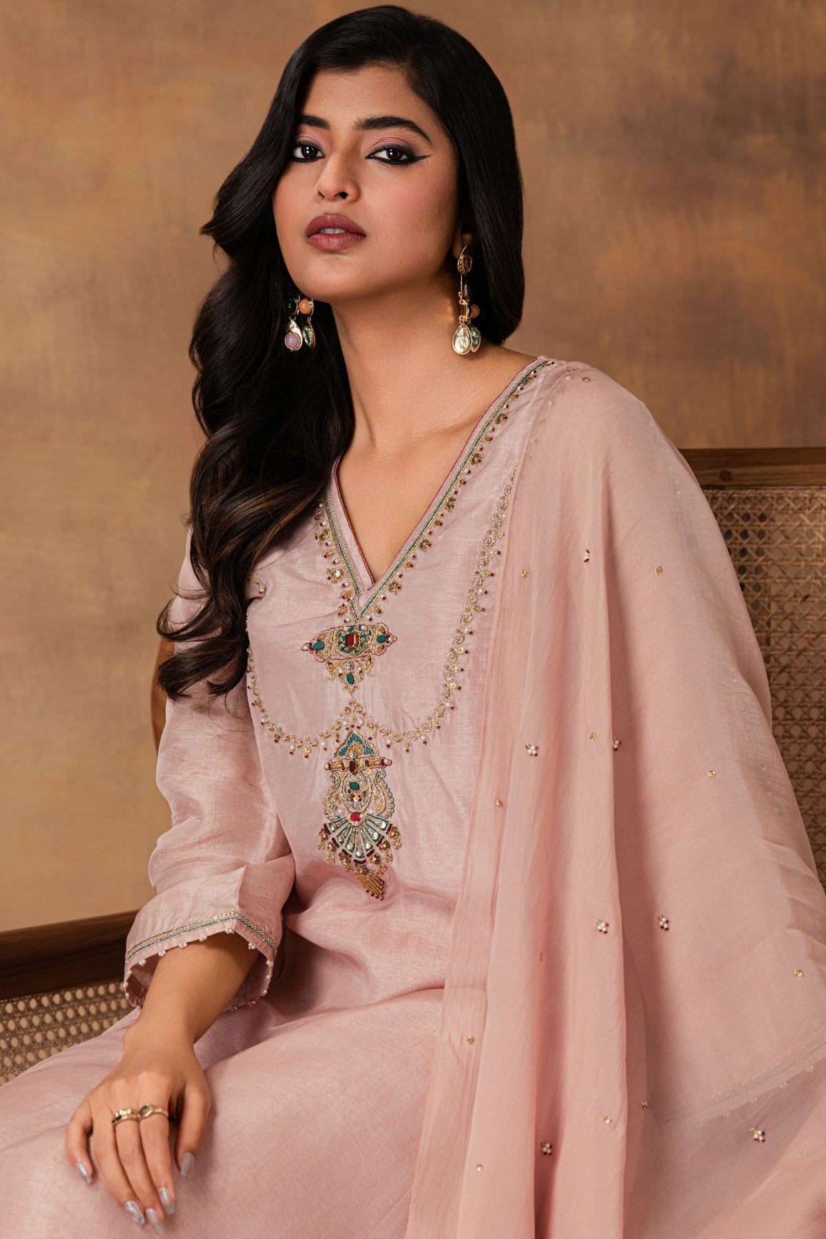 Pastel Pink Silk Kurta Set