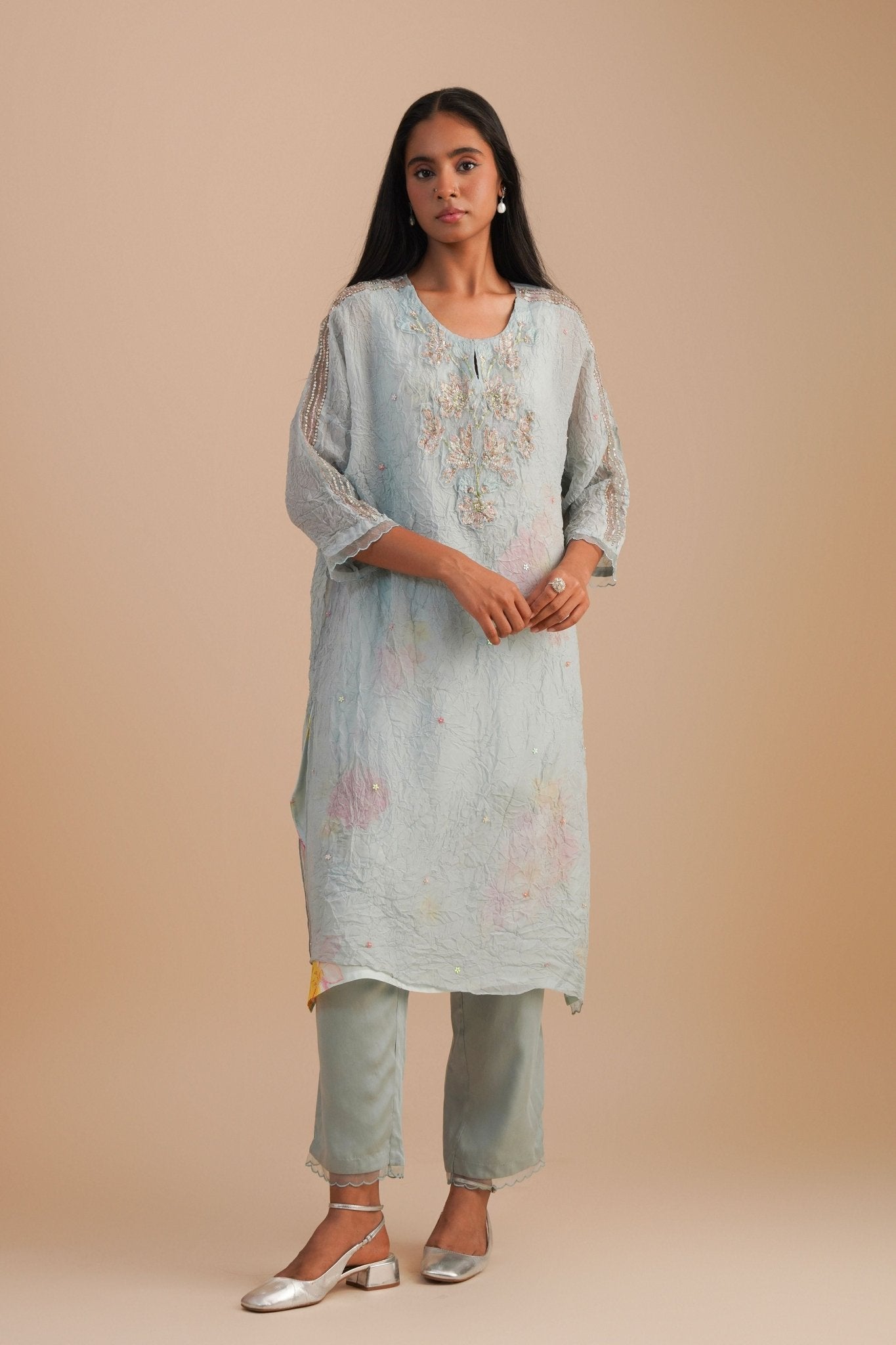 Powder Blue Kaftan Set - One Not Two - Elahe