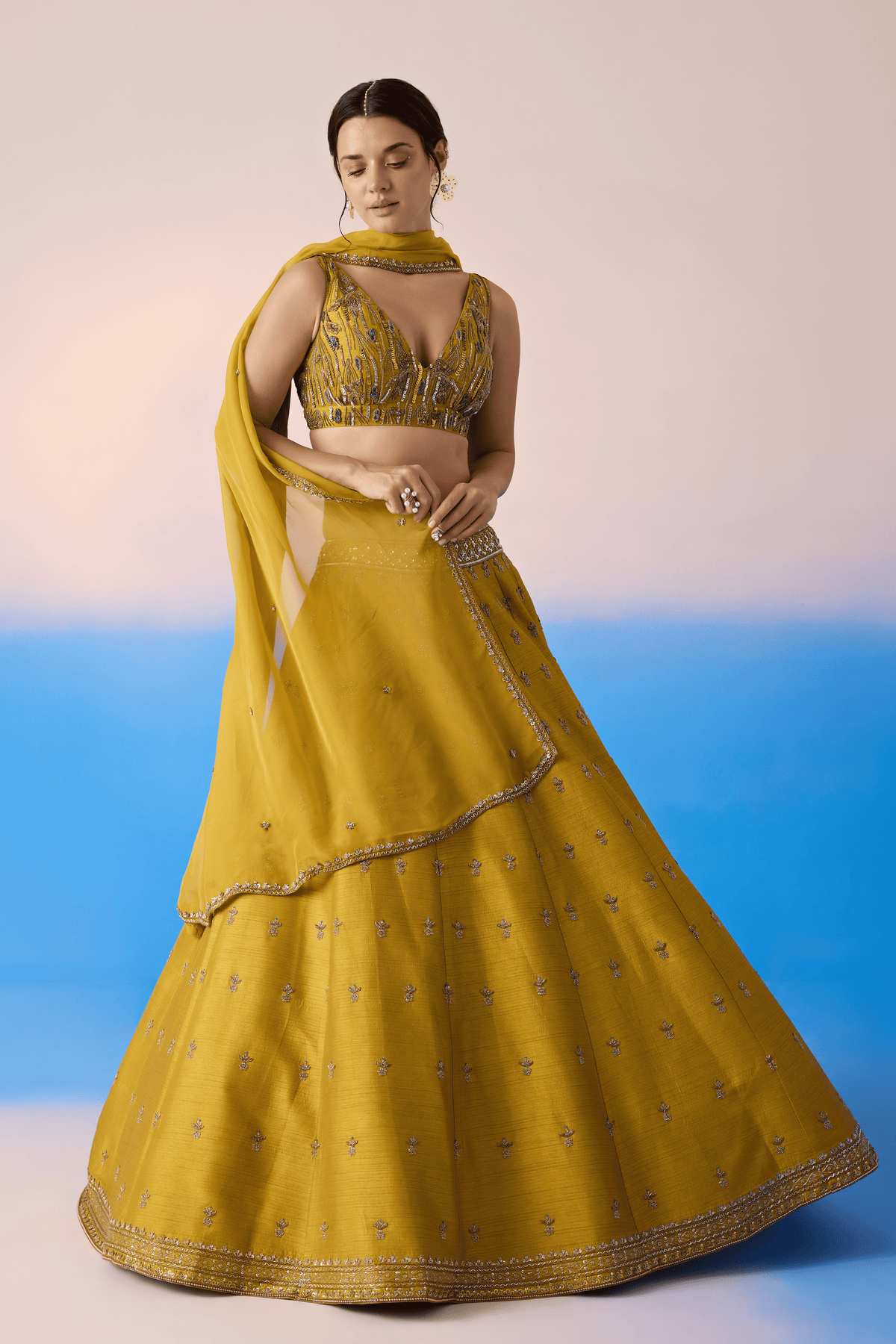 Mustard Lehenga Set