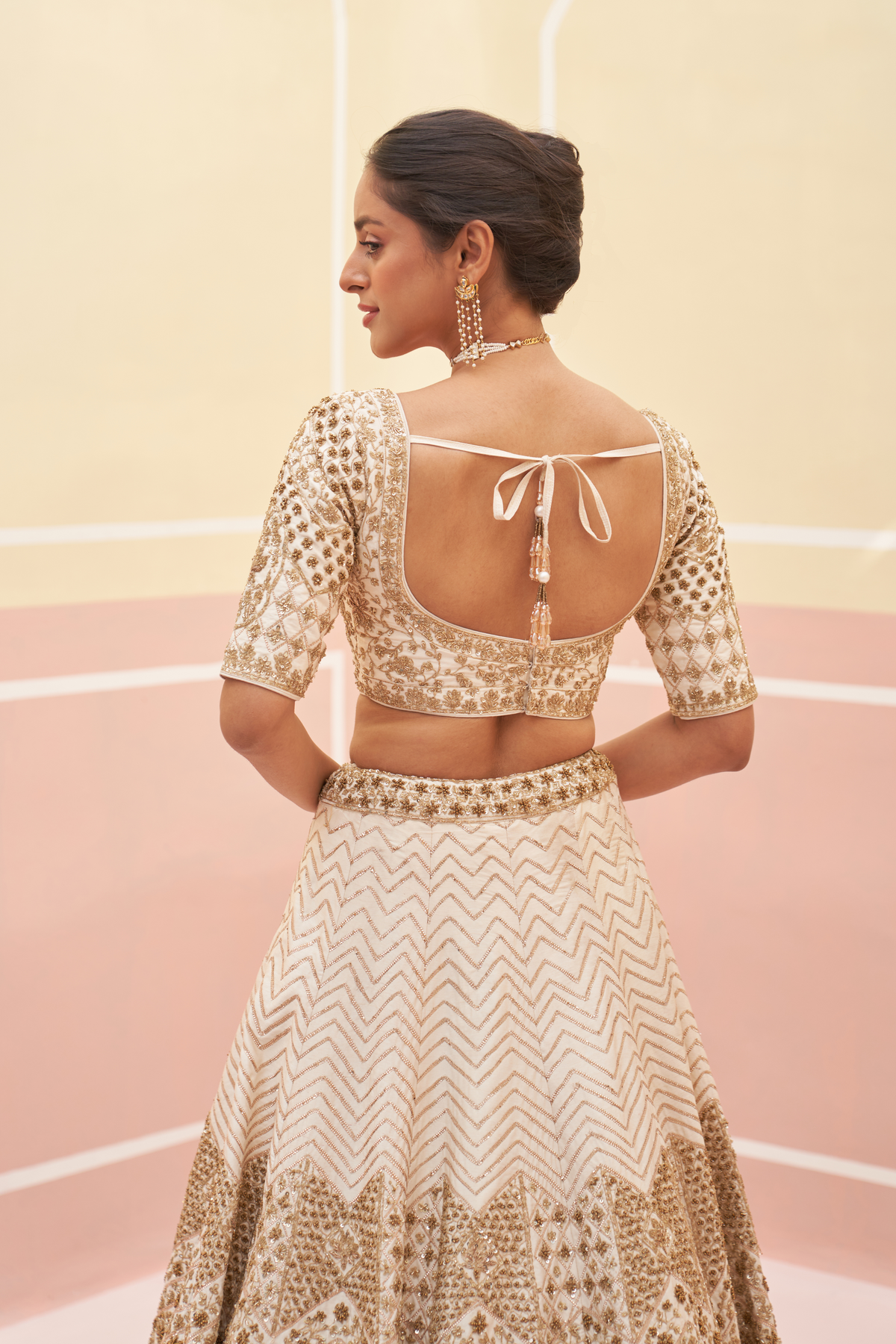 Ivory Raw Silk Lehenga Set