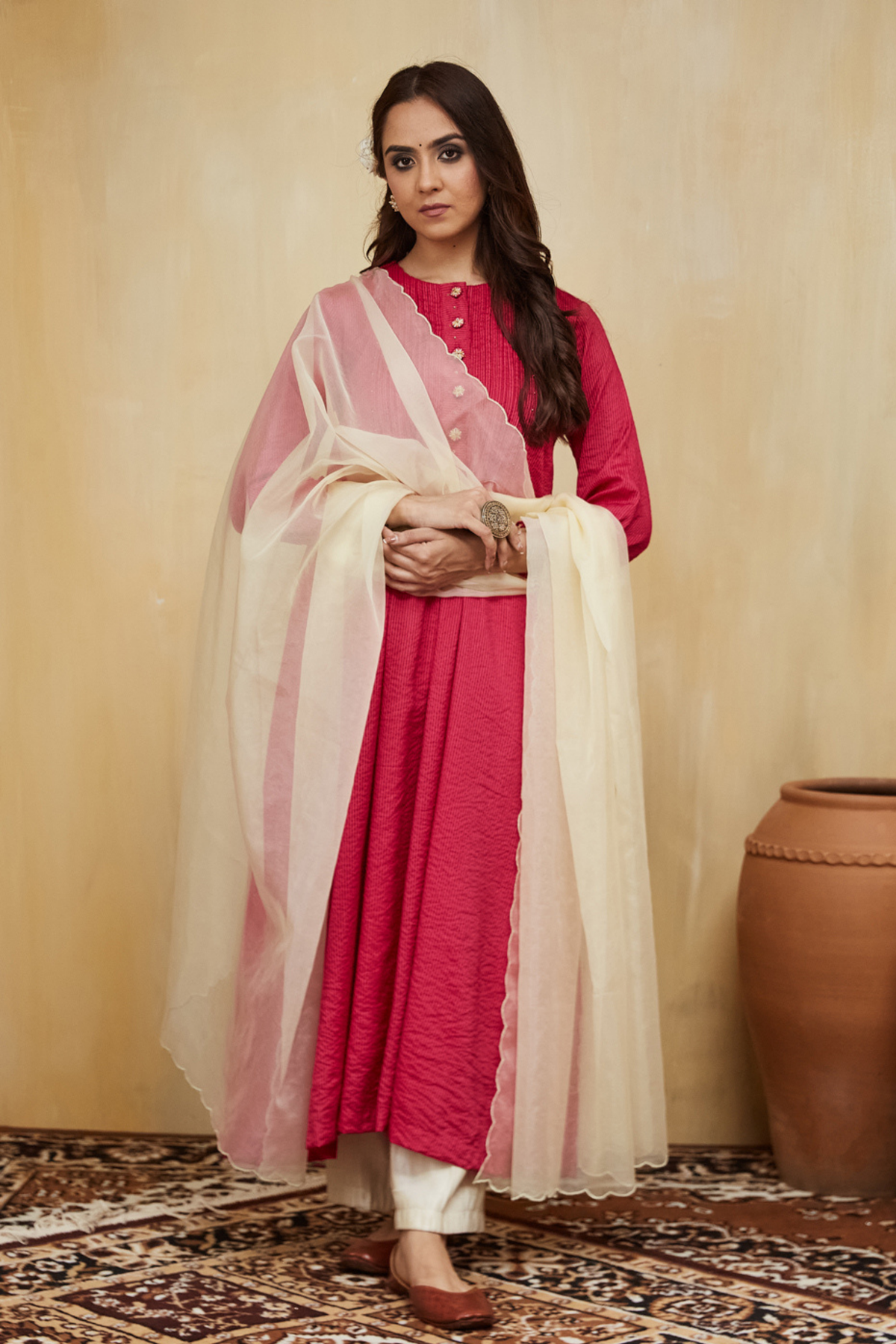 Pink Stripe Rashida Kurta Set