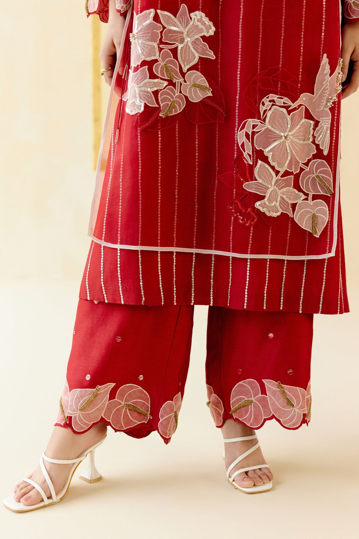 Romantic Red Rose Kurta Set