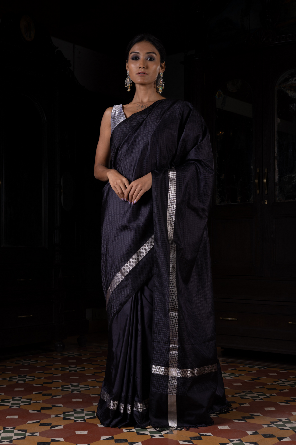 Sanjh Anchal Geometric Benarasi Handloon Sari