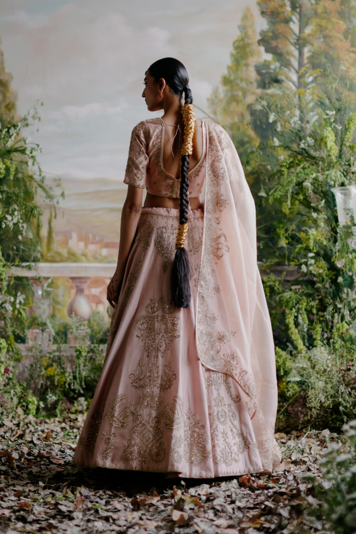 Blush Pink Chanderi Lehenga Set