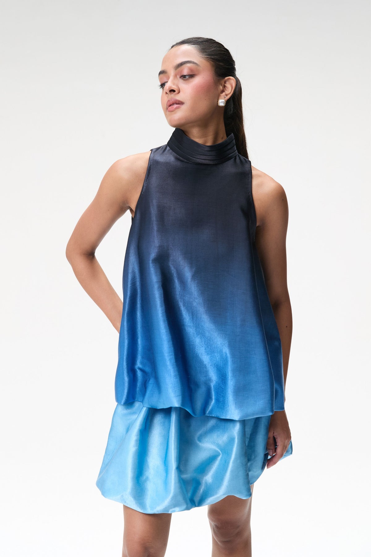 Ombre Bubble Hem Halter Top