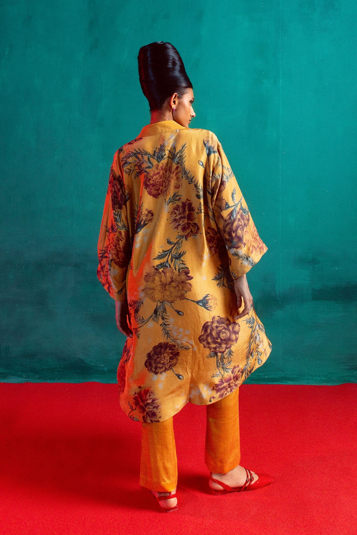 Poppy Yellow Printed Kurta Set