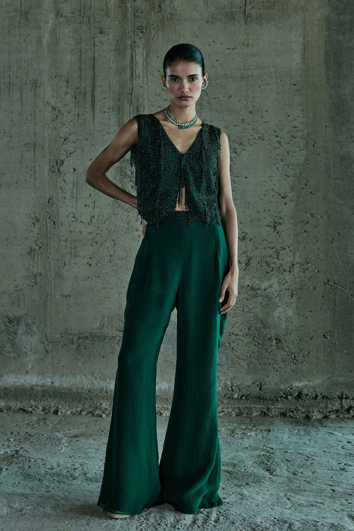 Emerald Crystal Jacket Set