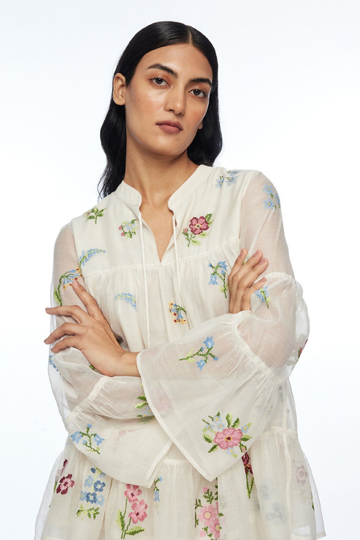 Baccara Tiered Embroidered Top