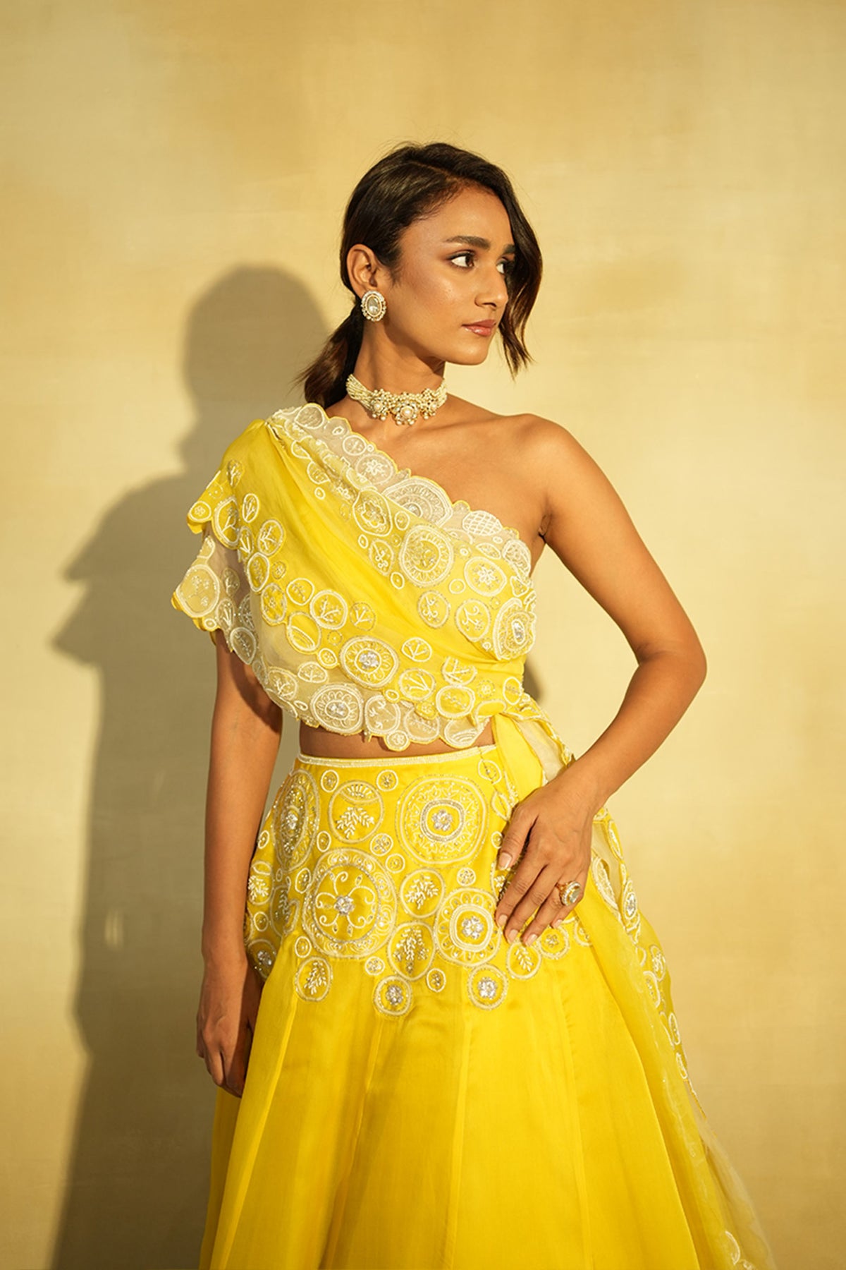 Lime Taarini Drape Lehenga Set