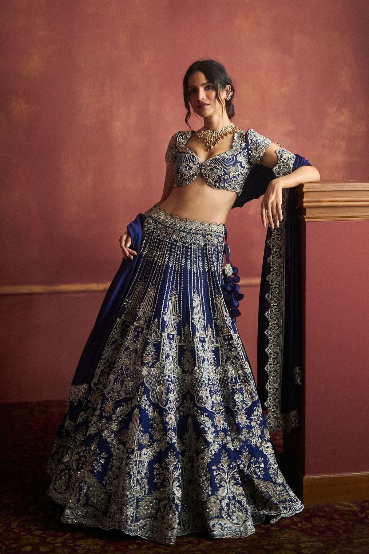 Purple Raw Silk Lehenga Set
