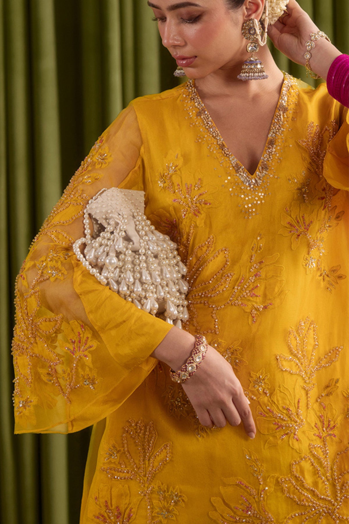 Golden Beige Sharara Set