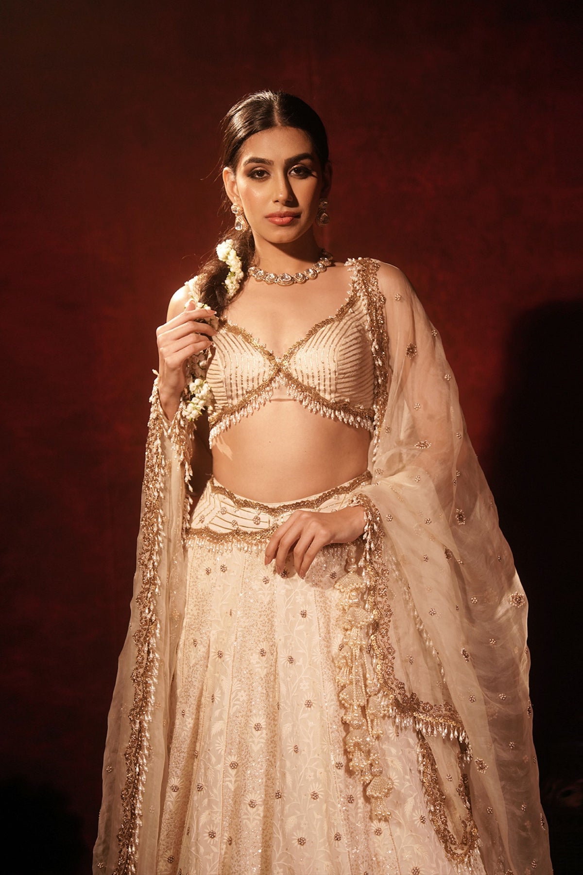 Ethereal Ivory Lucknowi Lehenga Set