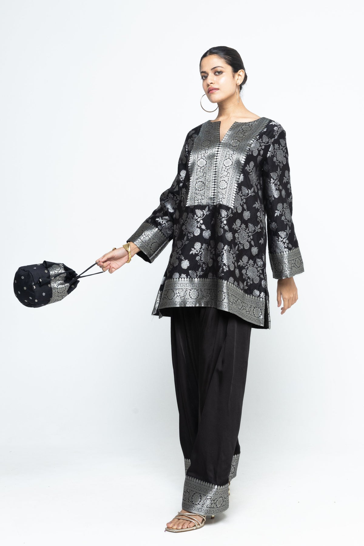 Gul Floral Black Tunic Set