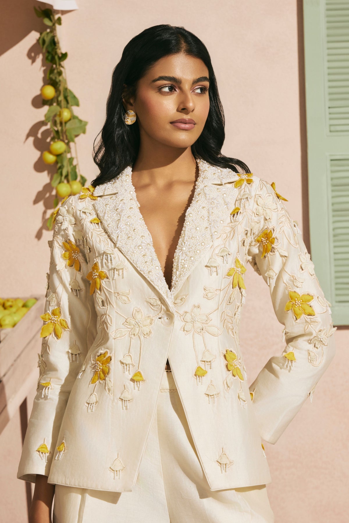 Ivory Cutwork Flared Pants