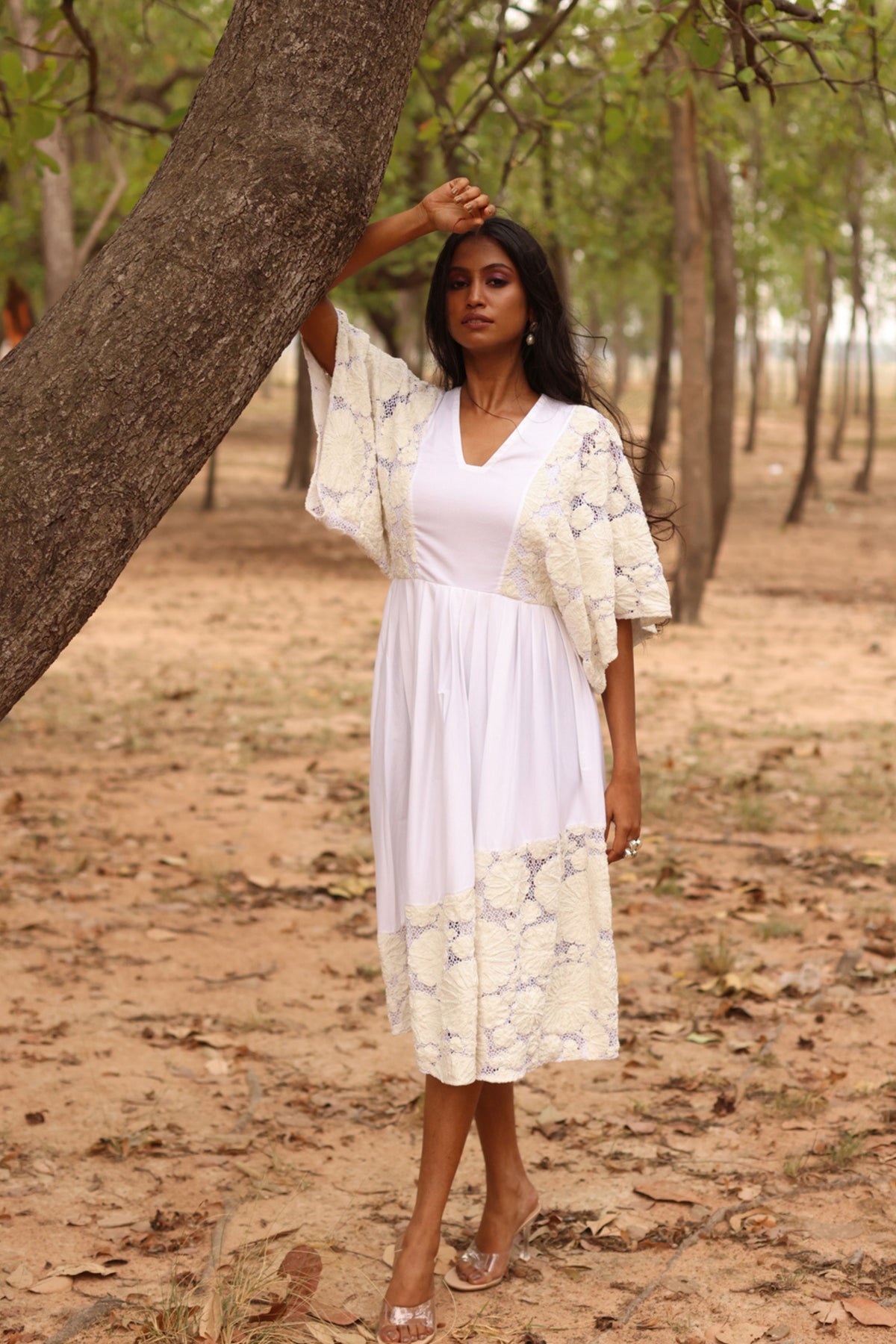 Pearled Ivory De-stress Midi Dress