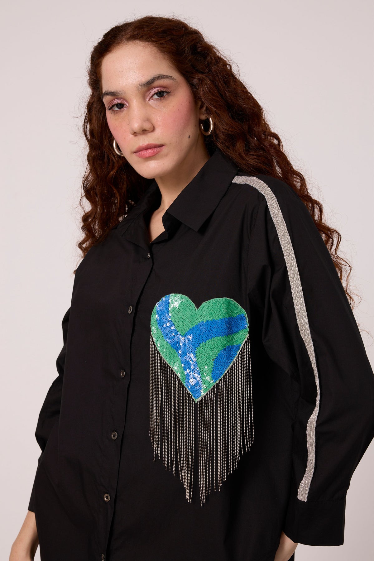Emille Applique Black Shirt