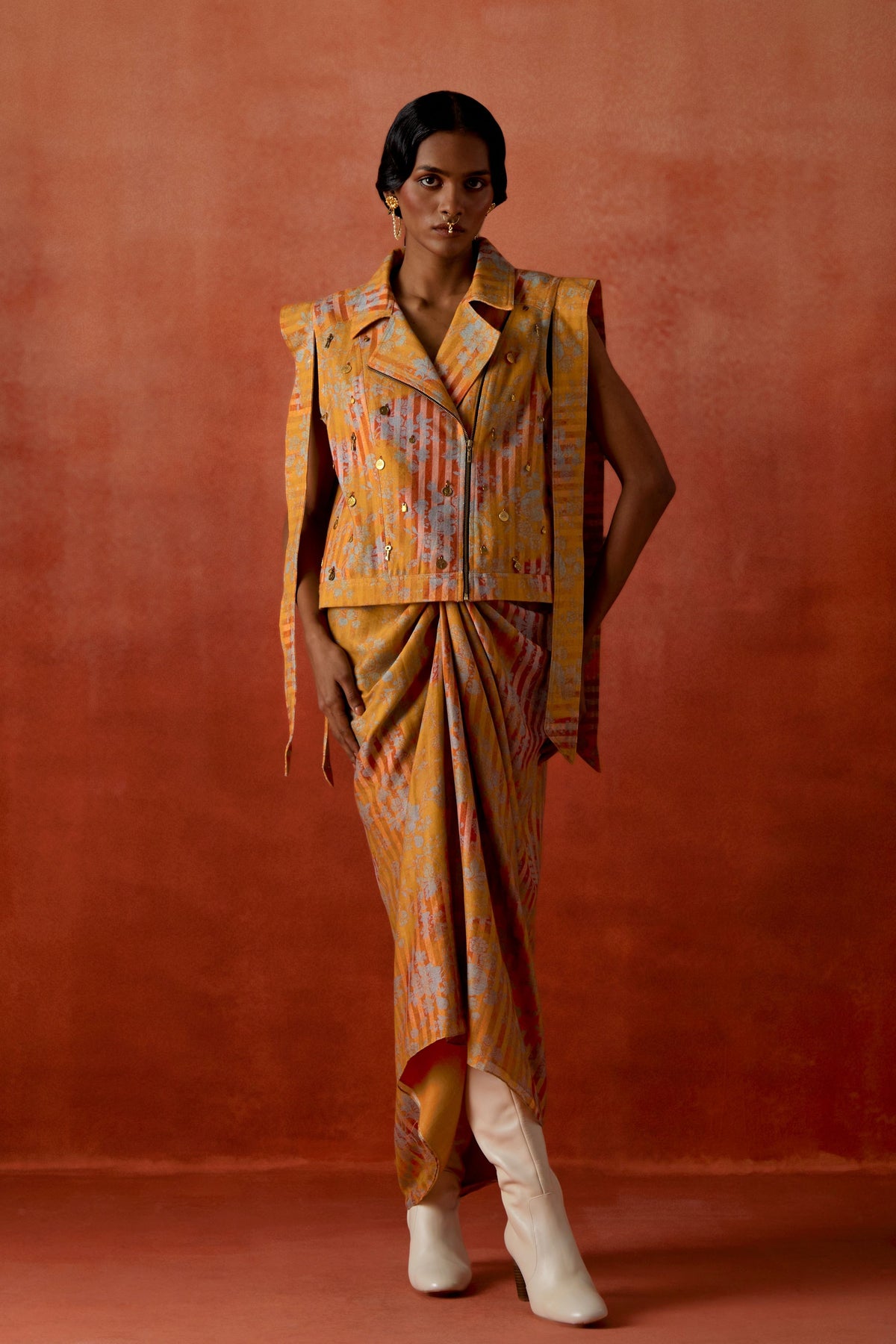 Knotted Denim Skirt Set