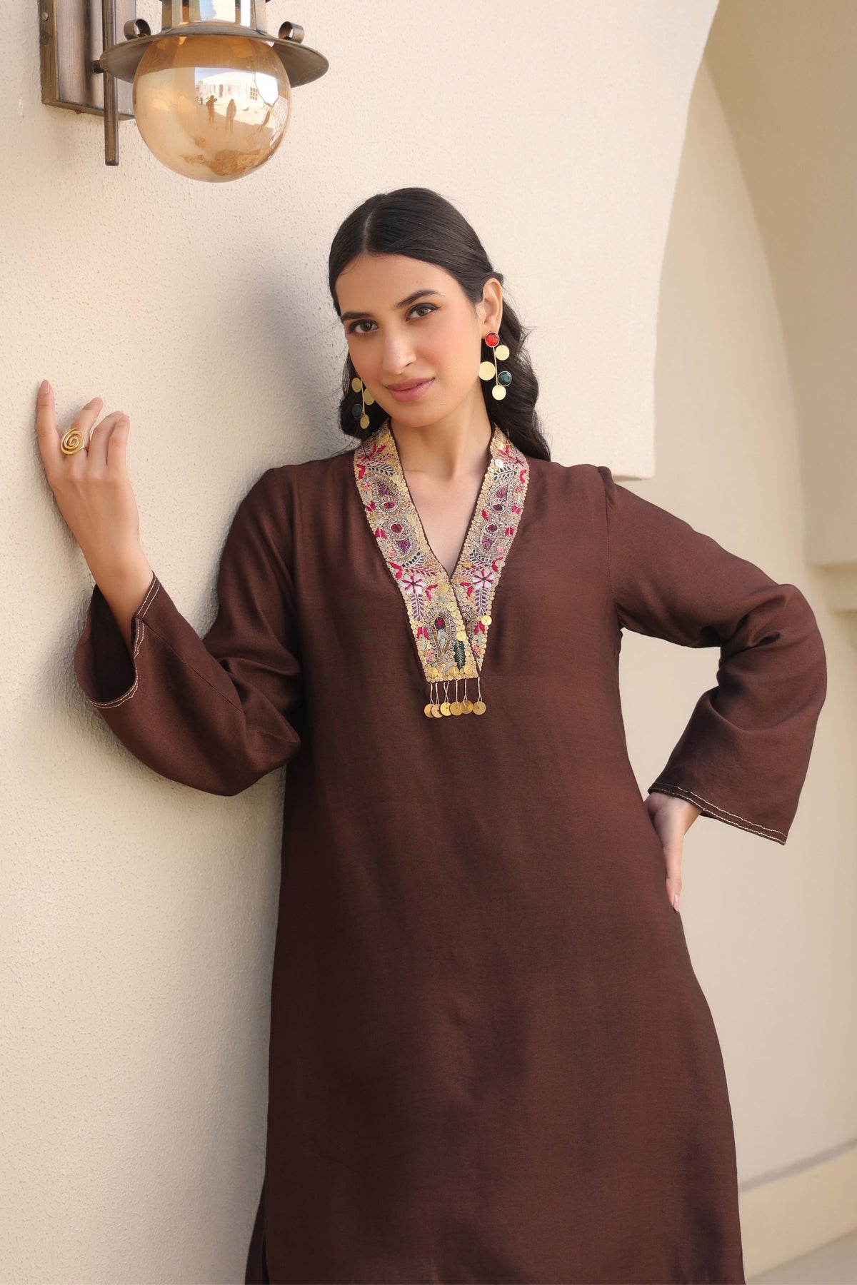 Zardosi Paisley V Neck Co-ord Set
