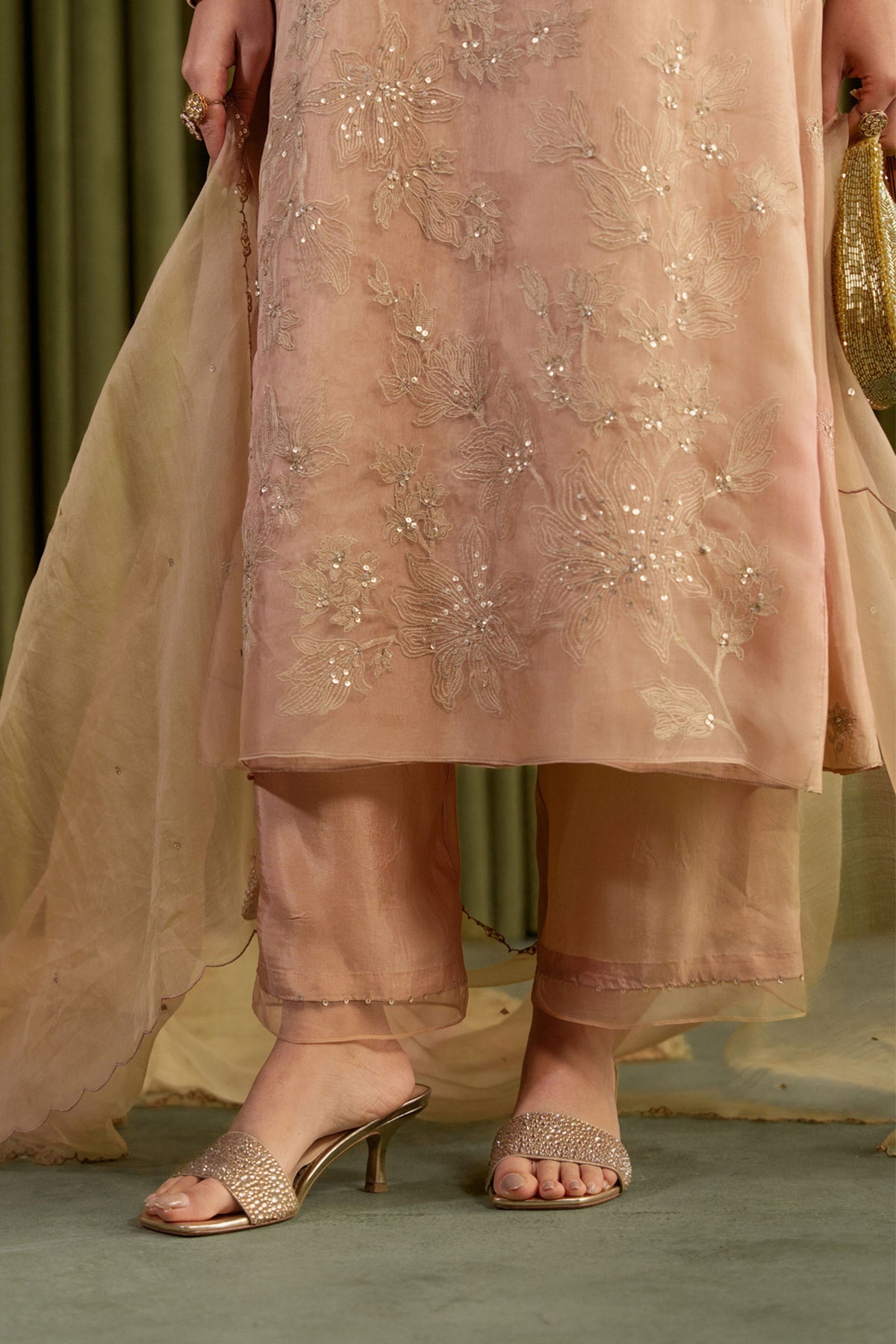 Golden Beige Kalidar Kurta Set