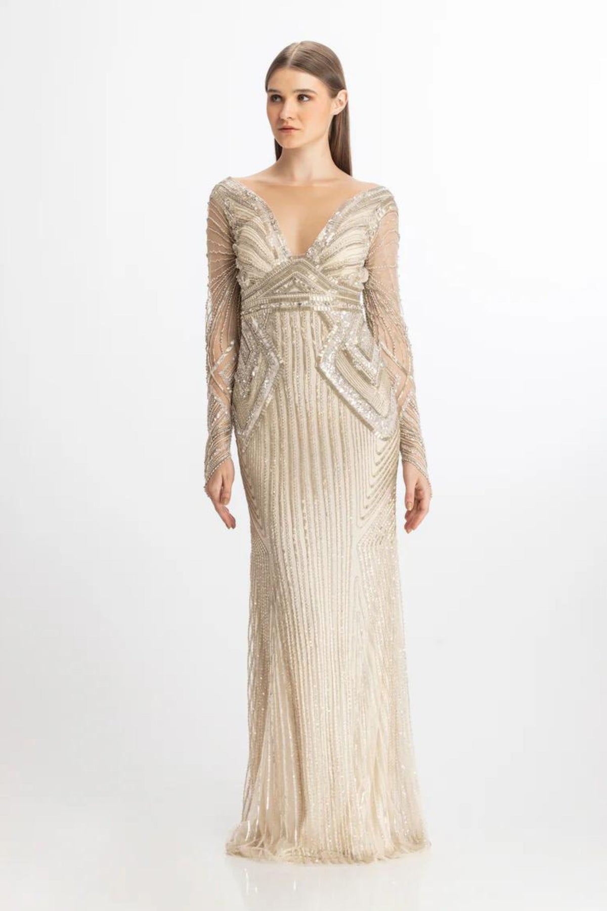 Ivory Full sleeves gown