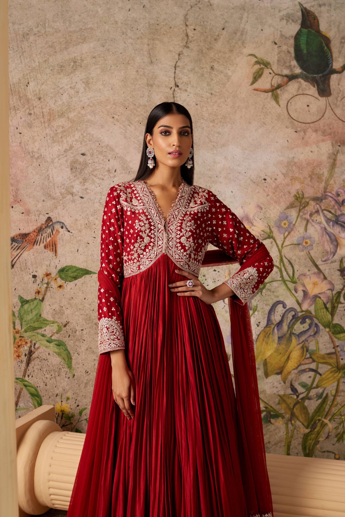Sway Red Ochre Anarkali Set