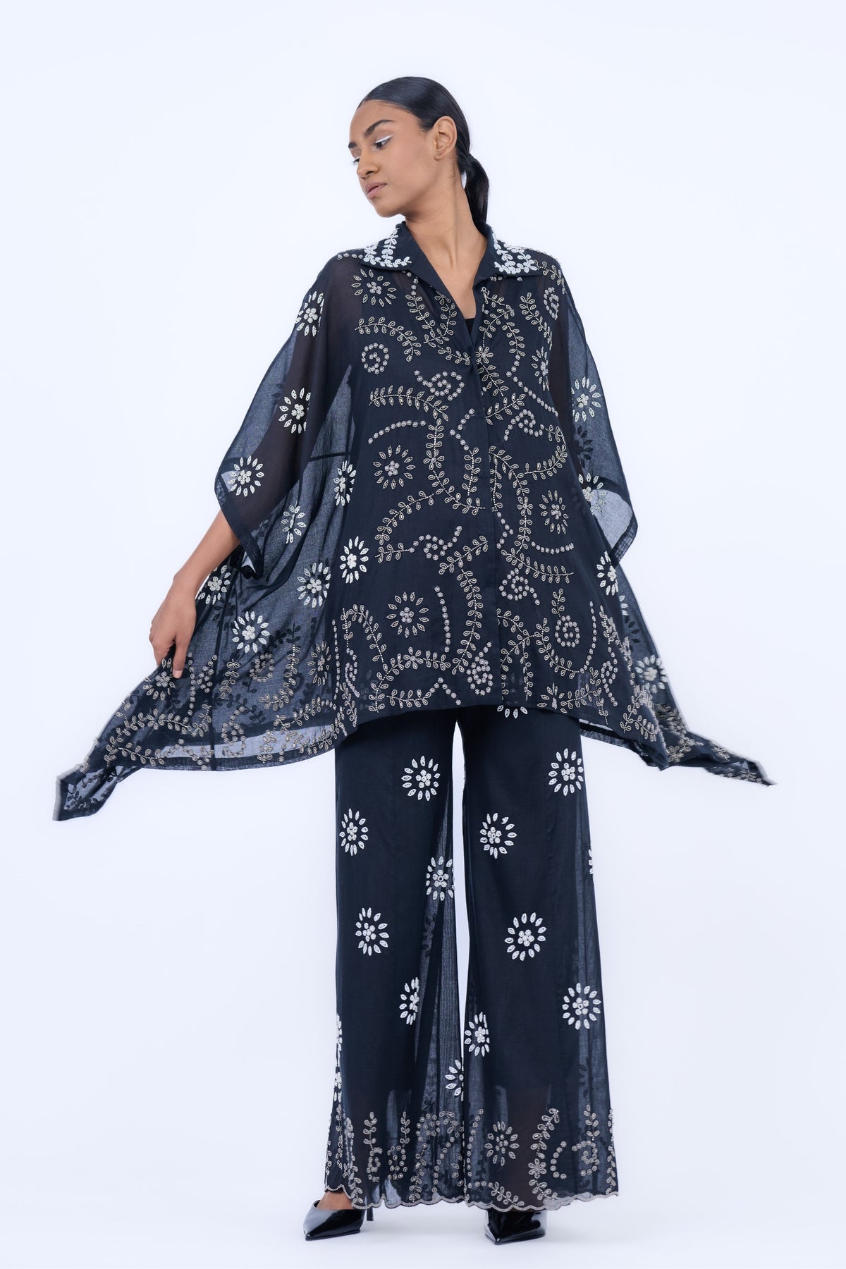 Black &amp; Silver Cotton Cape