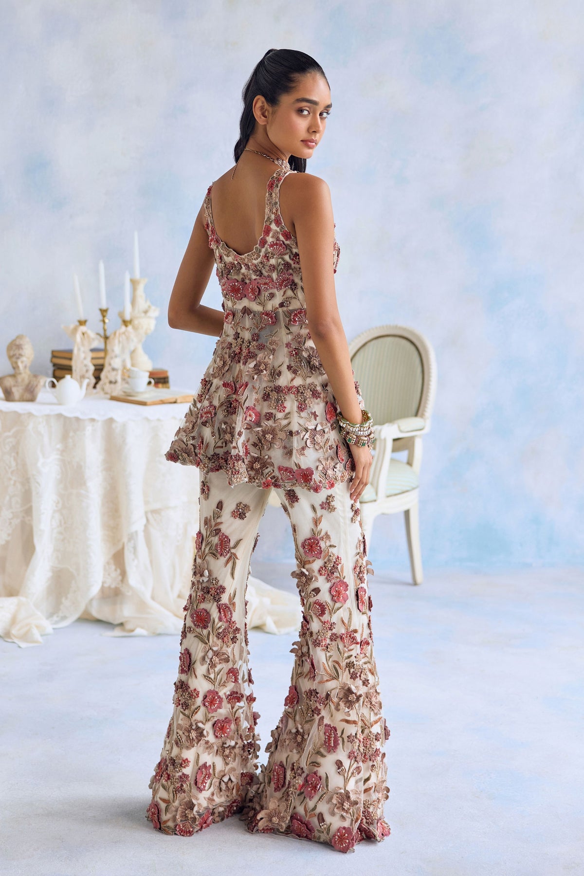 Evara Peplum Sharara Set