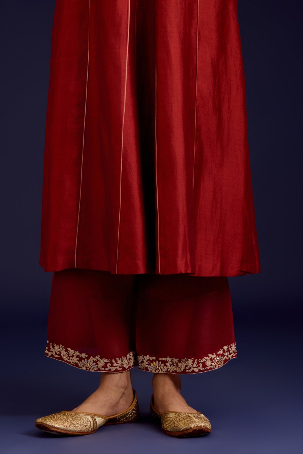 Rust Embroidered Kurta Set